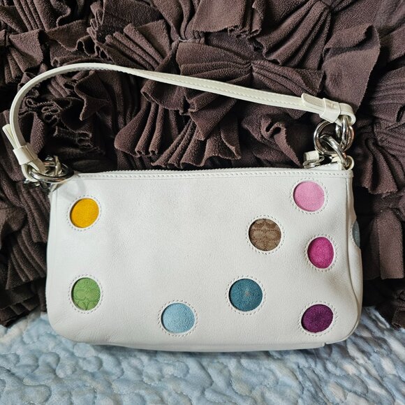 2005 Vintage Coach Y2k Demi With Jacquard Polka Dots Shoulder Purse Bag - Picture 2 of 6